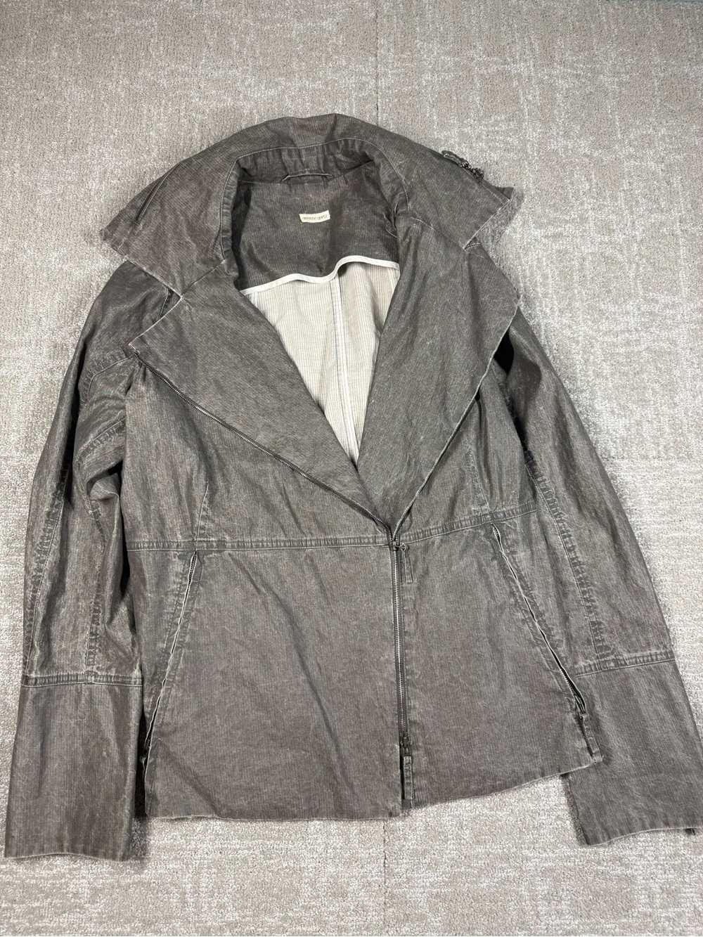 Annette Gortz Casual Bomber Style Minimalist Hidden Hood Jacket Size 42